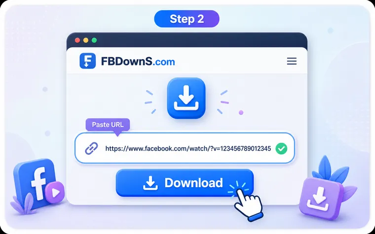 Step 2: Paste URL into FB DownS illustration